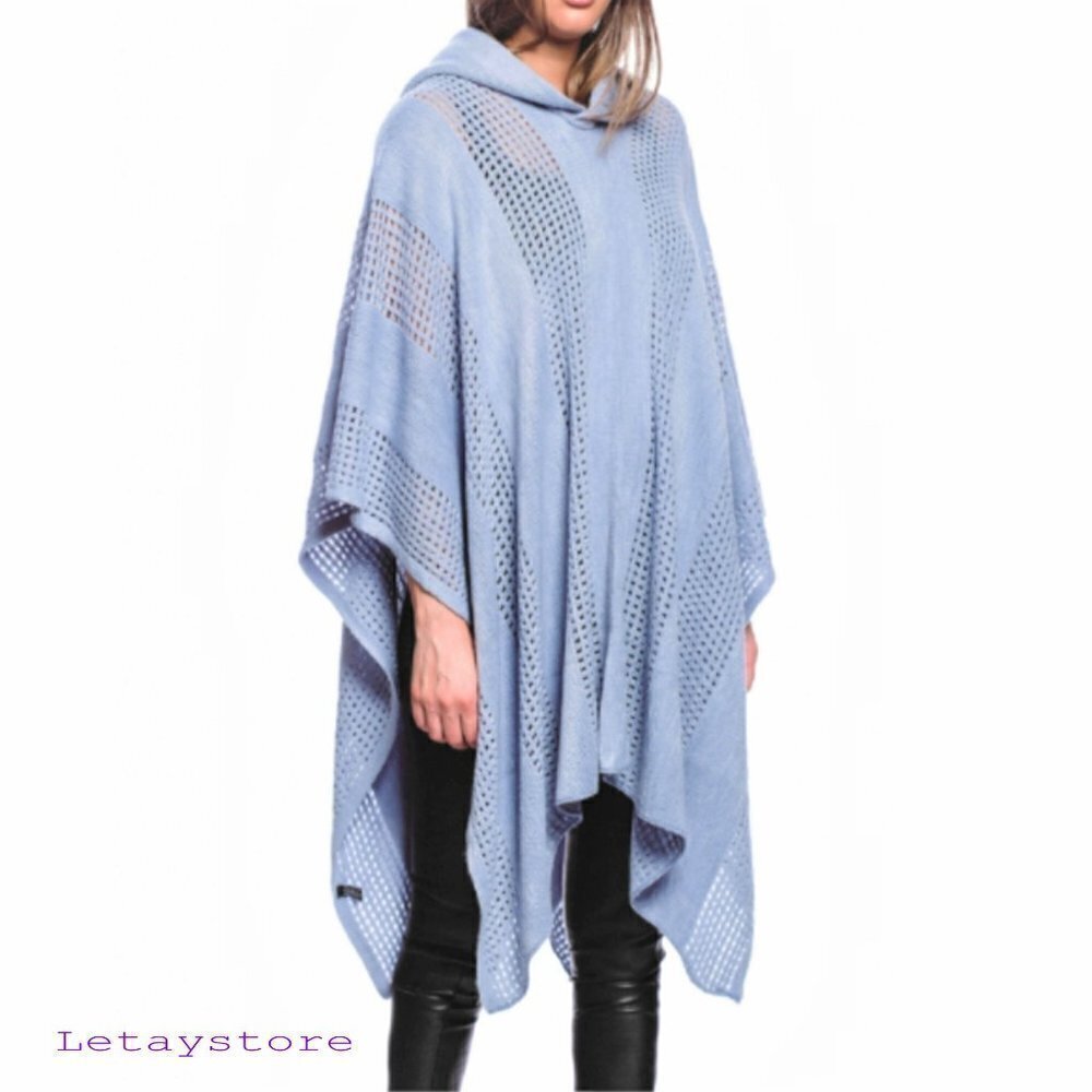 NWT Ultra Soft Open Knit Hooded Poncho